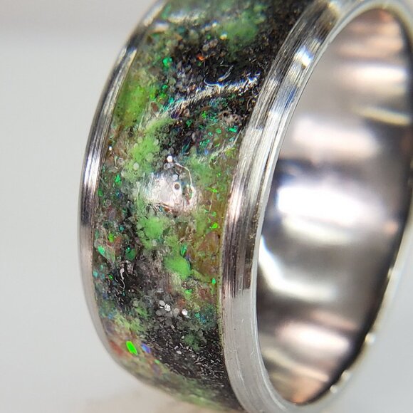 "Green Galaxy" with Campo del Cielo Meteorite Shavings & Green Opal - Picture 2 of 5